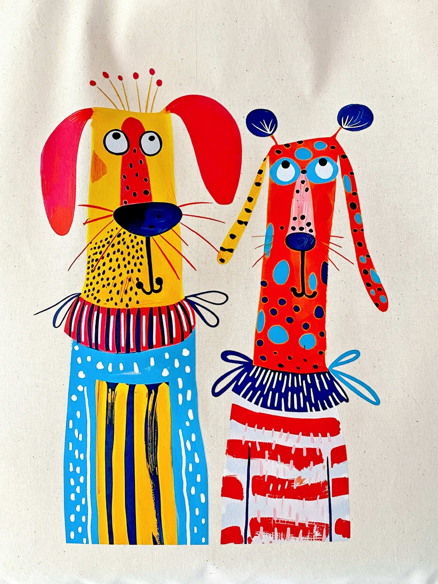 soft cotton tote bag with cute puppy print