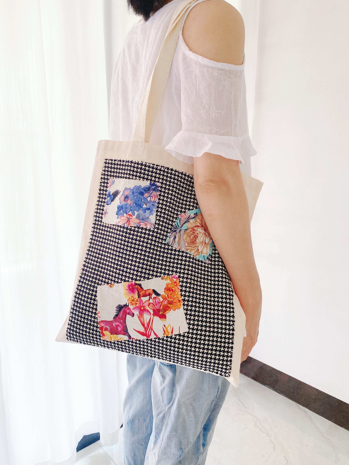 Boho canvas tote for conscious living lifestyle