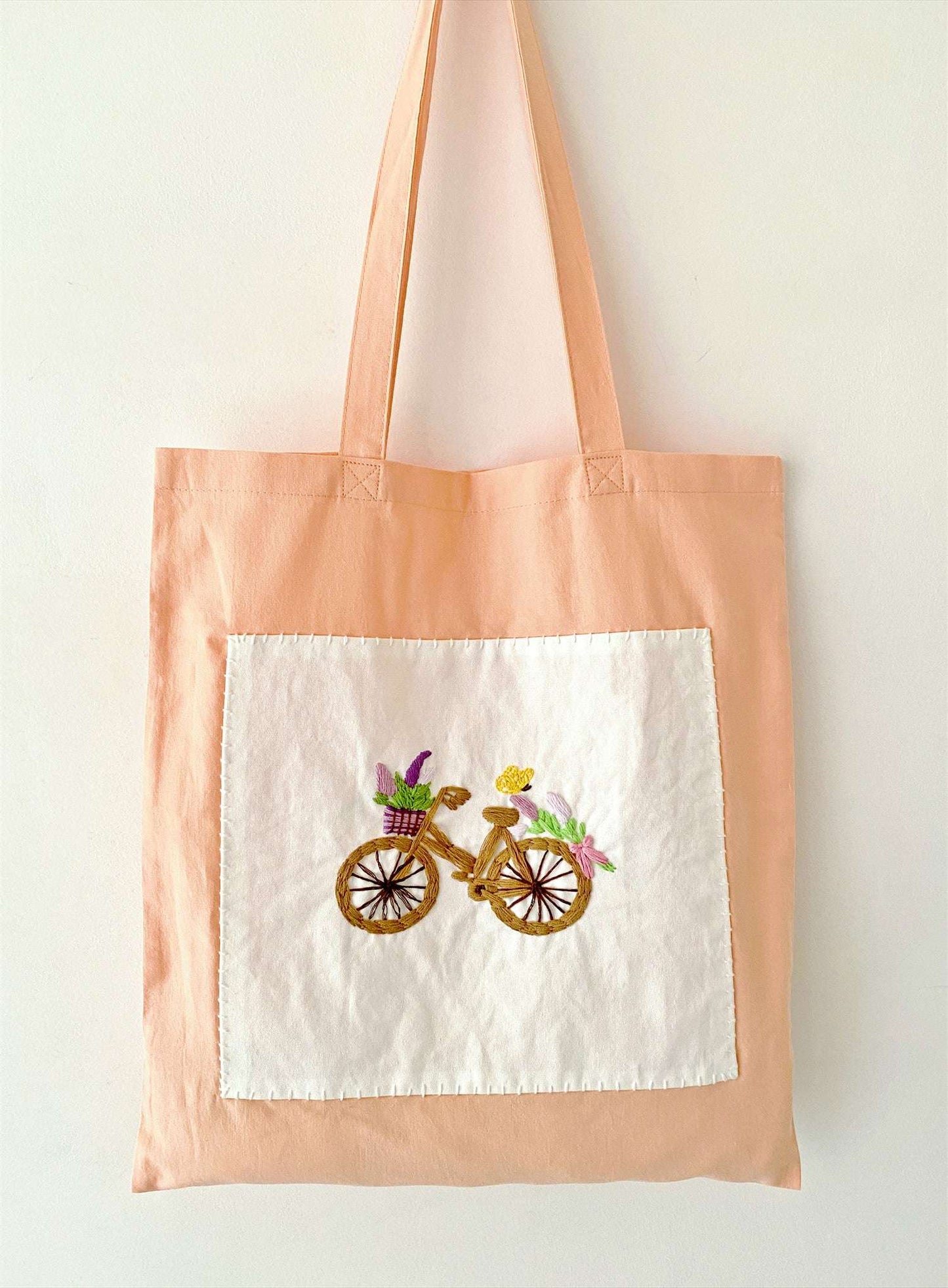 organic cotton tote bag with floral embroidery