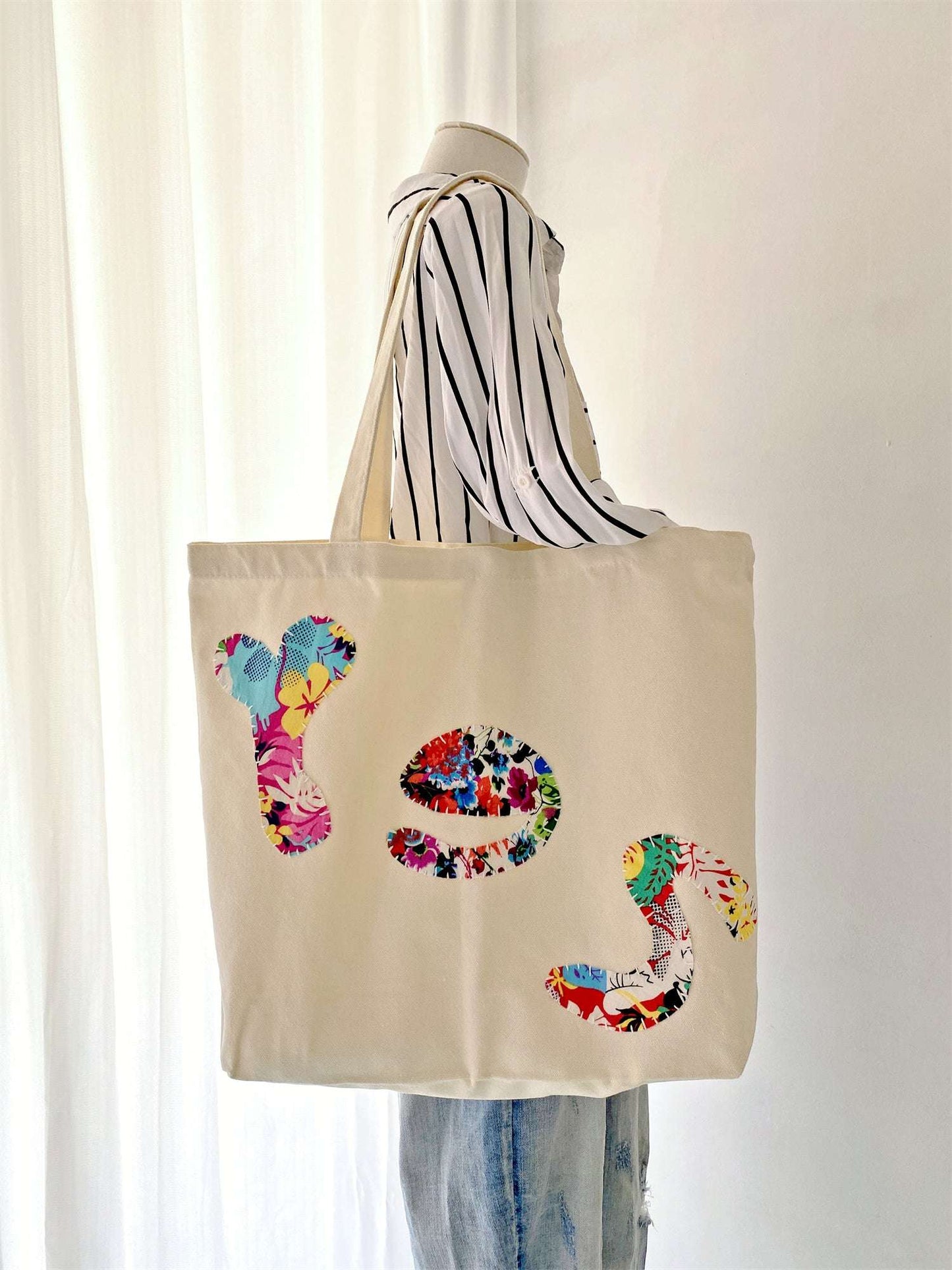 Durable DIY Patchwork Cotton Tote Bag For Eco Conscious Shoppers
