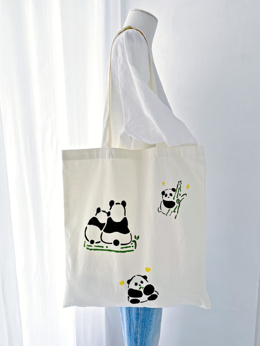 unique panda design cotton tote as holiday gift idea