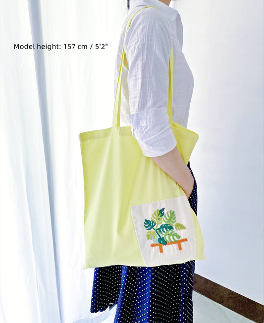 slow fashion cotton tote bag featuring DIY embroidery art