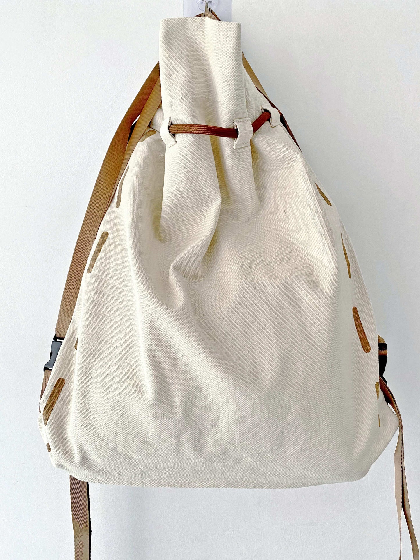 large capacity eco canvas backpack with unique handcrafted patchwork