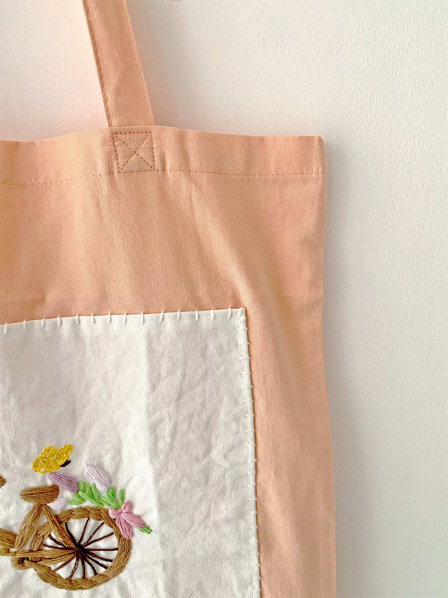 aesthetic tote bag with flower embroidery