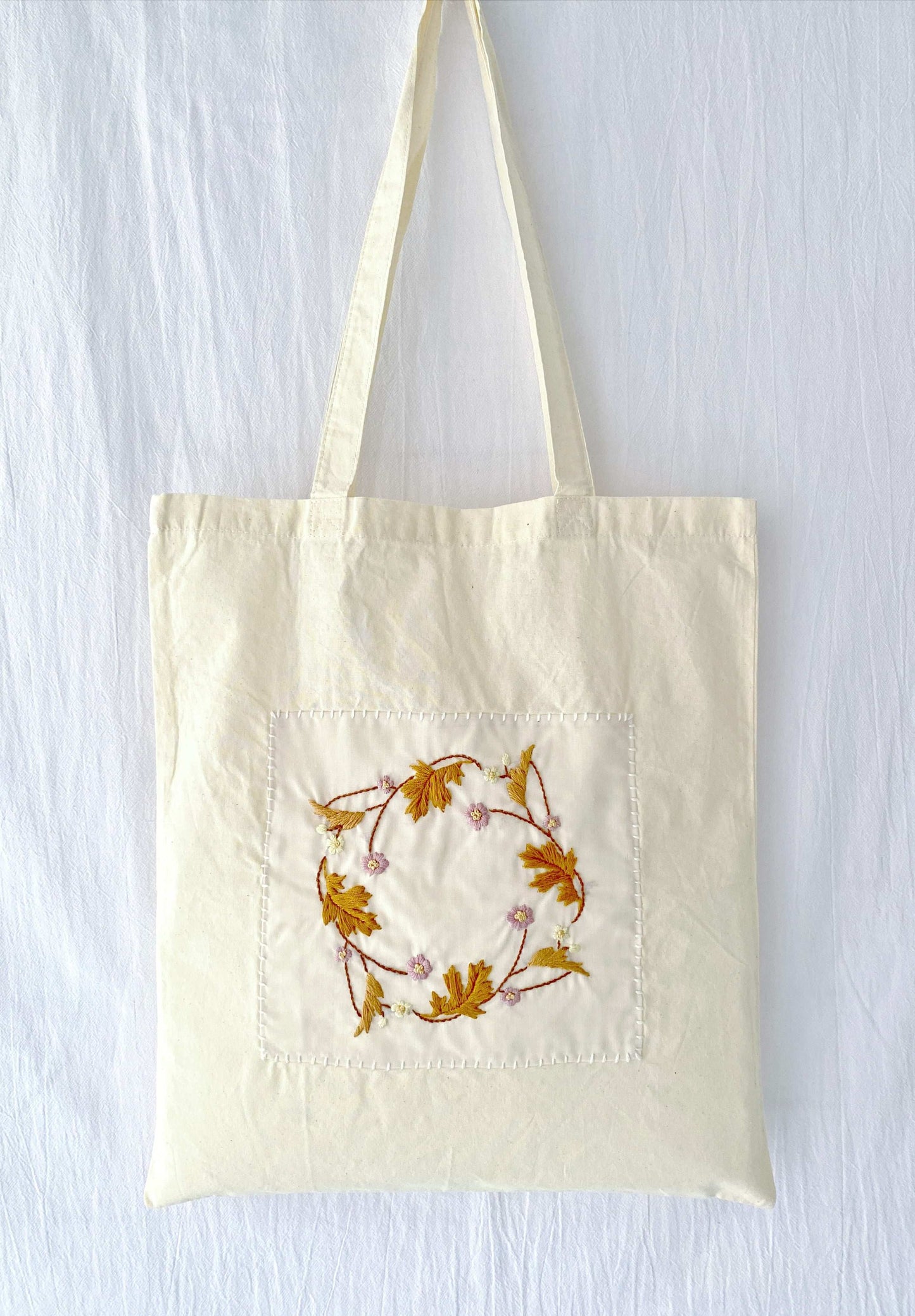 soft cotton shoulder bag with artisanal embroidery for students and travelers