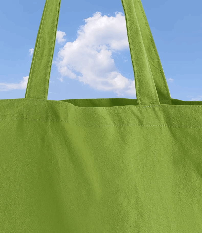 washable cotton bag with soft wrinkles