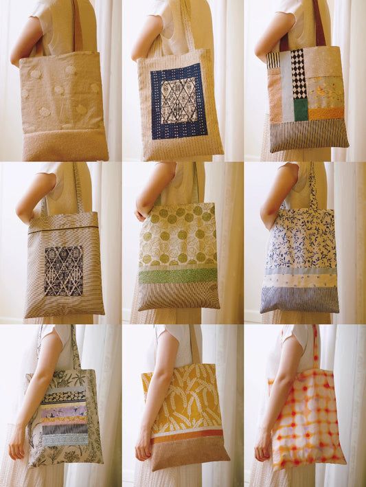 Hand-printed cotton tote with playful cat design for daily use