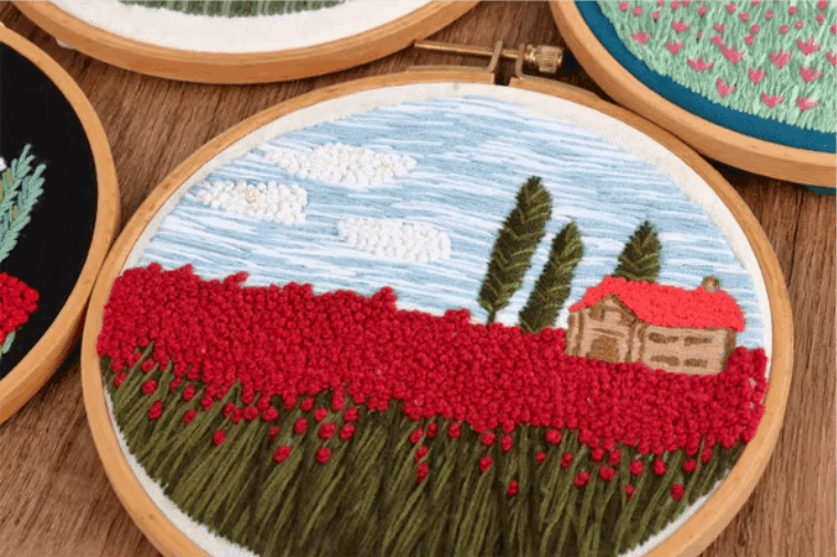 delicate handmade embroidery art for Valentine's Day surprise