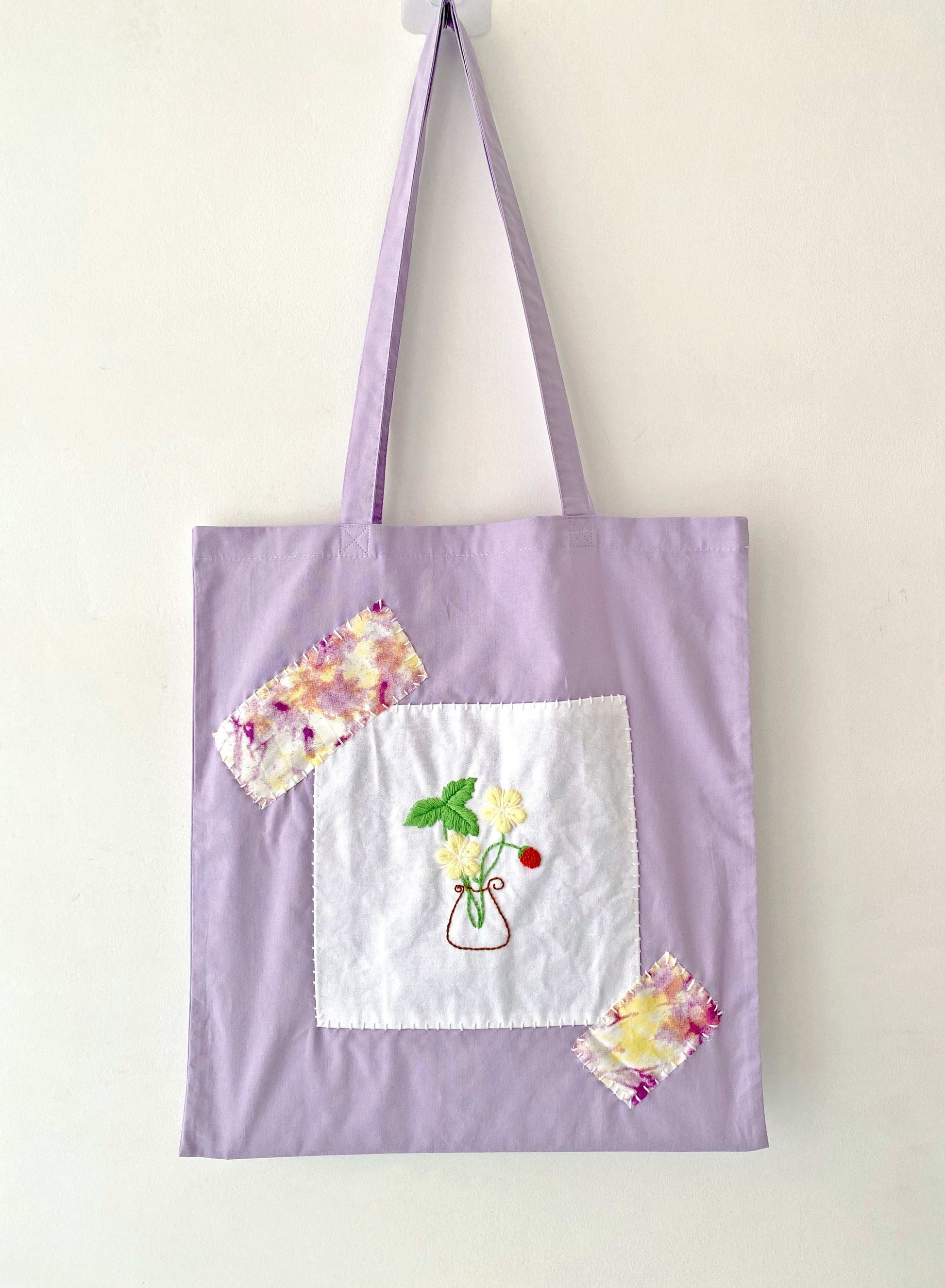 Minimalist Boho Floral Embroidery Tote Bag