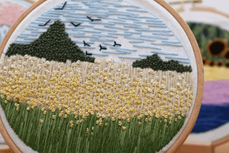 hand-stitched tree embroidery for handmade wedding gifts