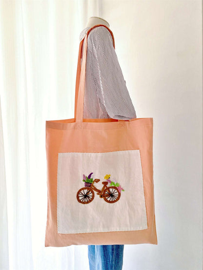 Custom Made Embroidered Cotton Tote Bag for Women Who Prefer Minimal and Chic Accessories