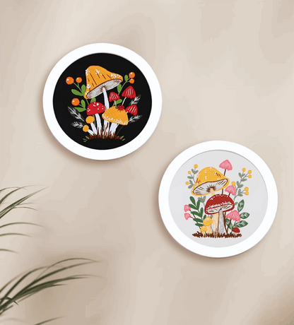 Beautiful Mushroom Embroidery Artwork For Wall Hanging