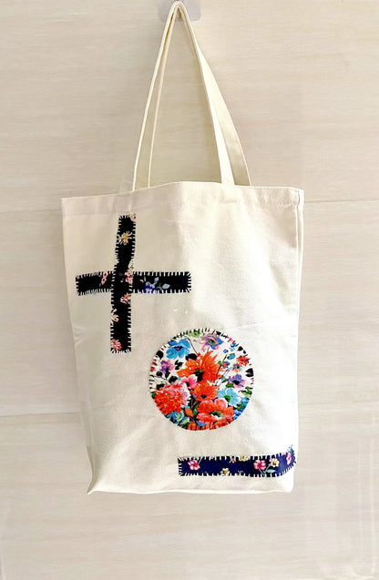 Eco-Friendly Handcrafted Canvas Tote Bag with DIY Patchwork Design