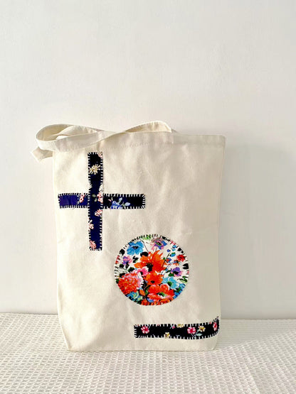 Customizable Large Capacity Canvas Bag With Hand-Sewn Patterns