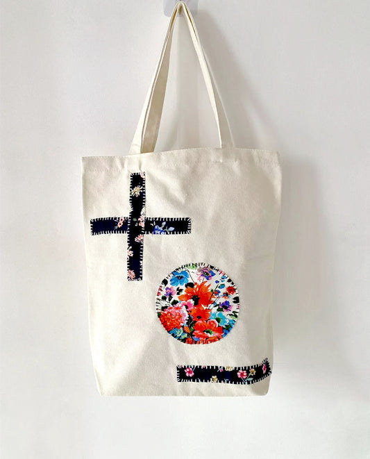 European-Style Handmade Eco Canvas Tote Bag with Patchwork Art