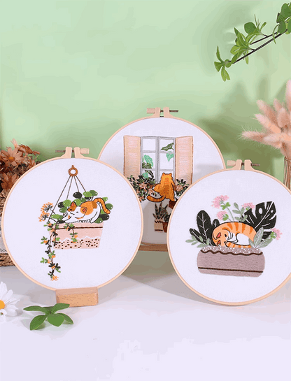 Unique Cat Pattern Embroidery Art For Wall Decor