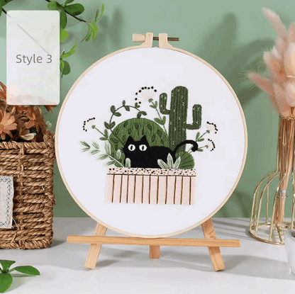 Whimsical kitty embroidery designs for nursery decor