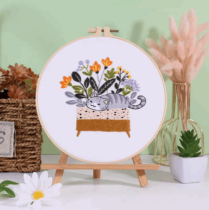 Personalized Handmade Kitty Embroidery For DIY Decorations