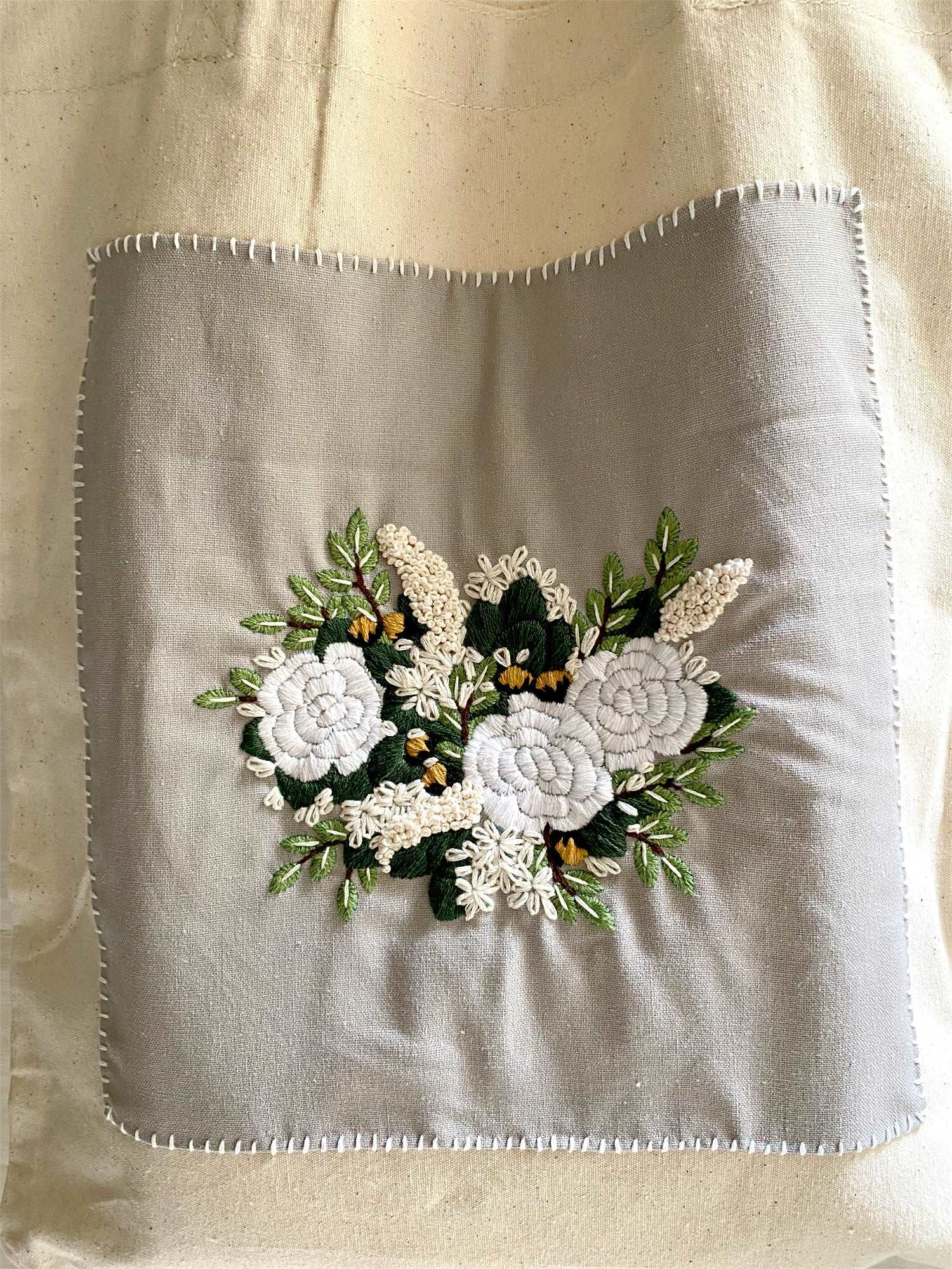 Stylish DIY Hand Embroidered Canvas Bag for Grocery Shopping and Casual Outings