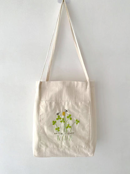 Durable Eco-Friendly Cotton Linen Bag with Unique DIY Embroidered Design