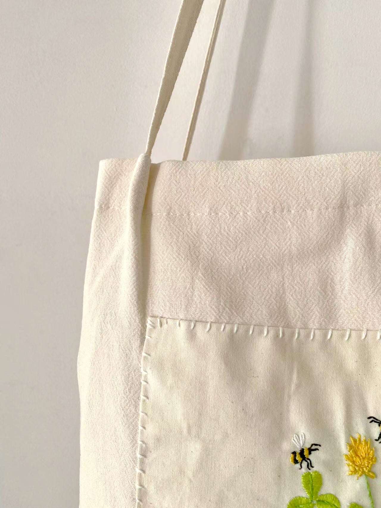 Stylish and Durable Cotton Linen Tote Bag with Handcrafted Embroidery, Perfect for Sustainable Shopping and Travel