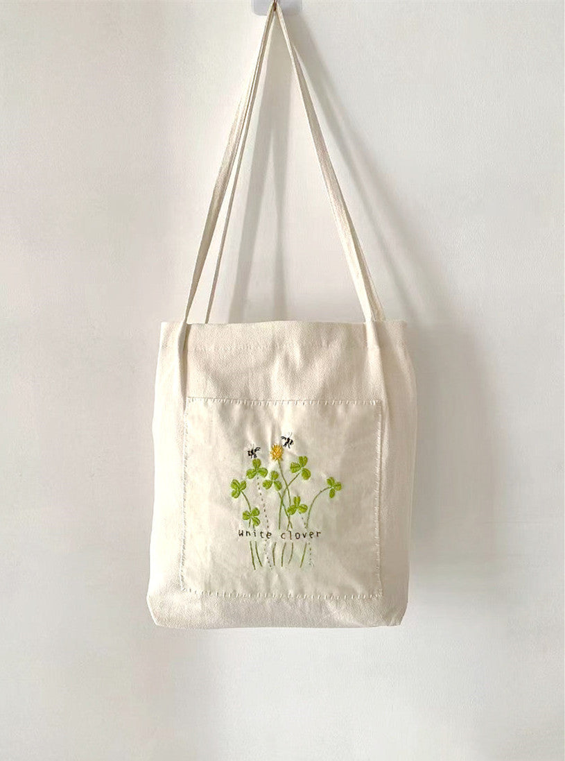 Handmade Eco-friendly Embroidered Cotton Linen Shoulder Bag for Travel and Everyday Use