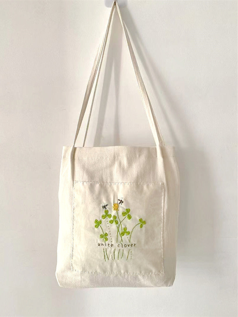 Customizable Handmade Embroidered Cotton Linen Tote Bag for European and Australian Shoppers