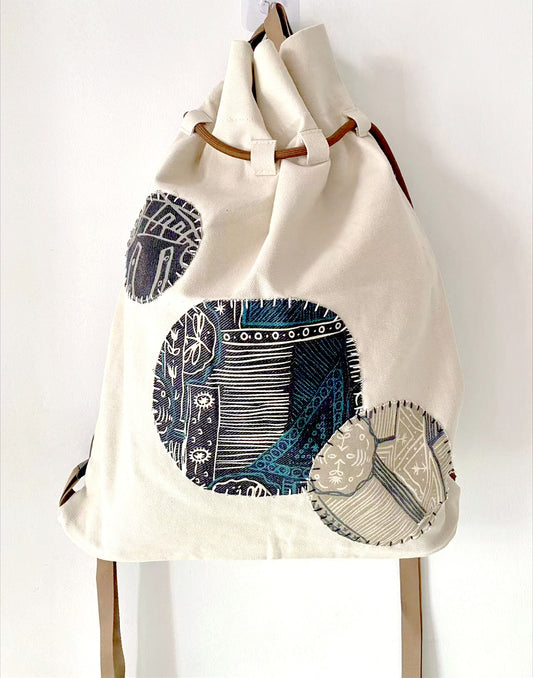 Handmade Patchwork Backpack for Shopping, Strolling, and Travel