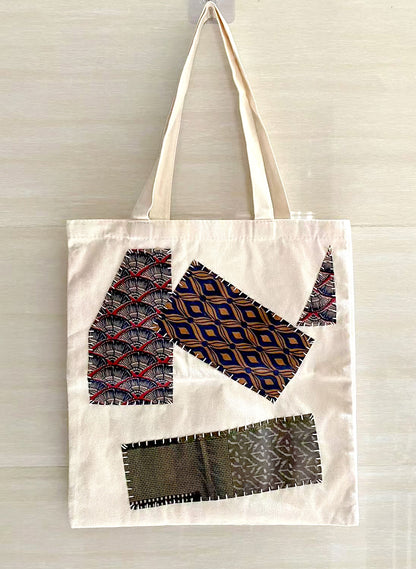 Durable Reusable Tote Bag with Unique DIY Patchwork Patterns