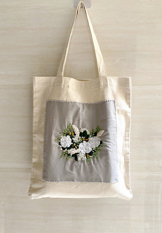 Personalized Durable Canvas Tote Bag with DIY Hand Embroidery