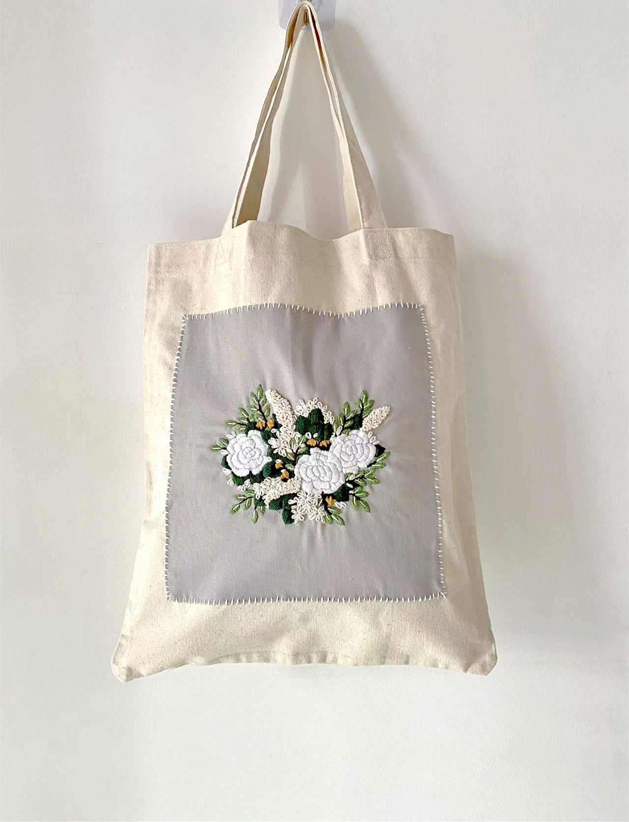 Durable Eco-Friendly Handcrafted Canvas Tote Bag with Embroidery Design