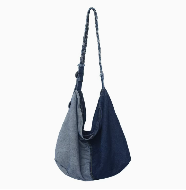 Spacious Denim Crossbody Bag for Daily Use