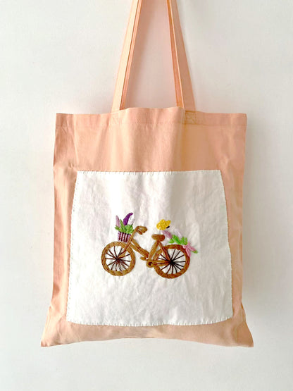 Zero-Waste Embroidered Tote Bag for Shopping