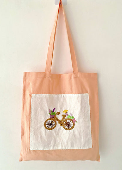 Ultra-soft lightweight organic cotton tote with unique embroidery design