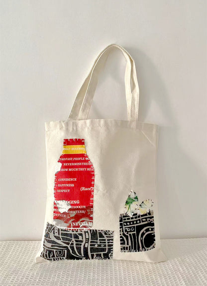 Eco Canvas Tote Bag With Personalized Patchwork Designs For Shopping Trips