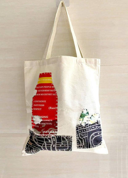 DIY Handmade Patchwork Canvas Tote Bag for Shopping and Daily Use