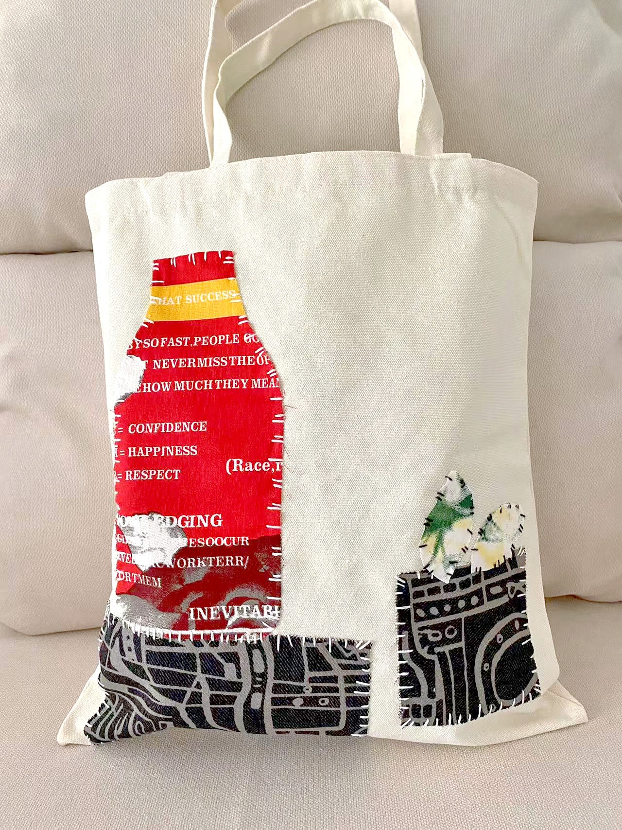 Handmade Canvas Tote with Unique Patchwork for Everyday Use in Australia