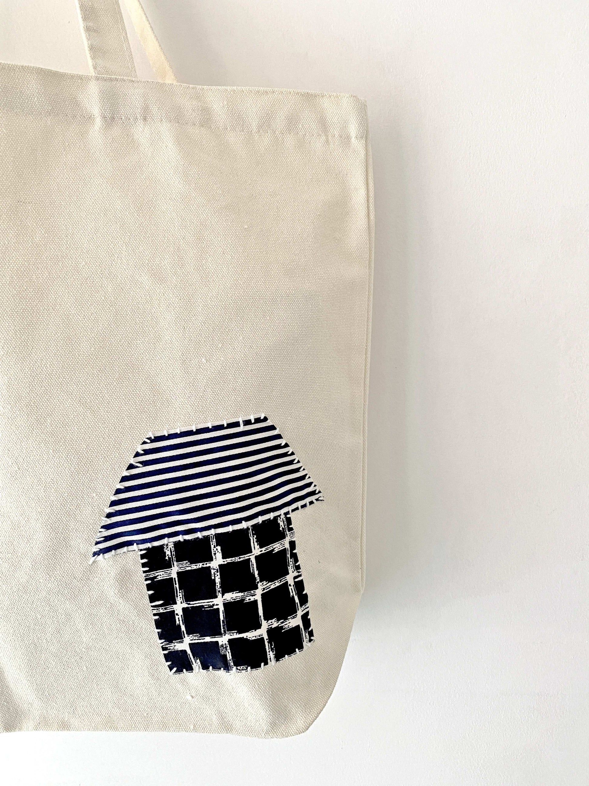 Large Artistic Canvas Tote Bag with Sustainable Handmade Design