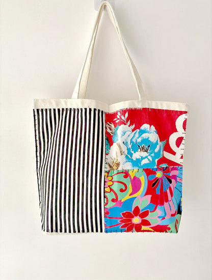 Handcrafted Patchwork Canvas Tote for Minimalist Style Lovers