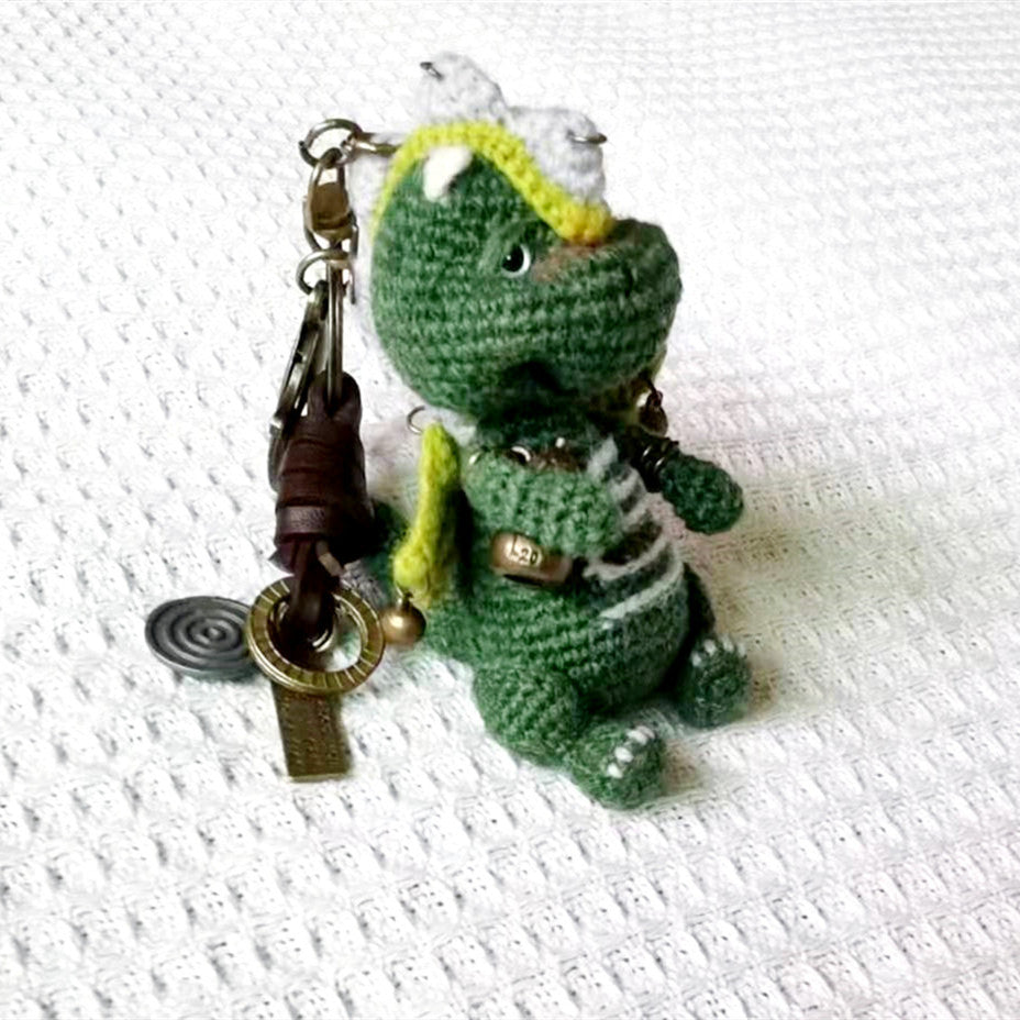 Artisan Crafted Stuffed Dinosaur Keychain