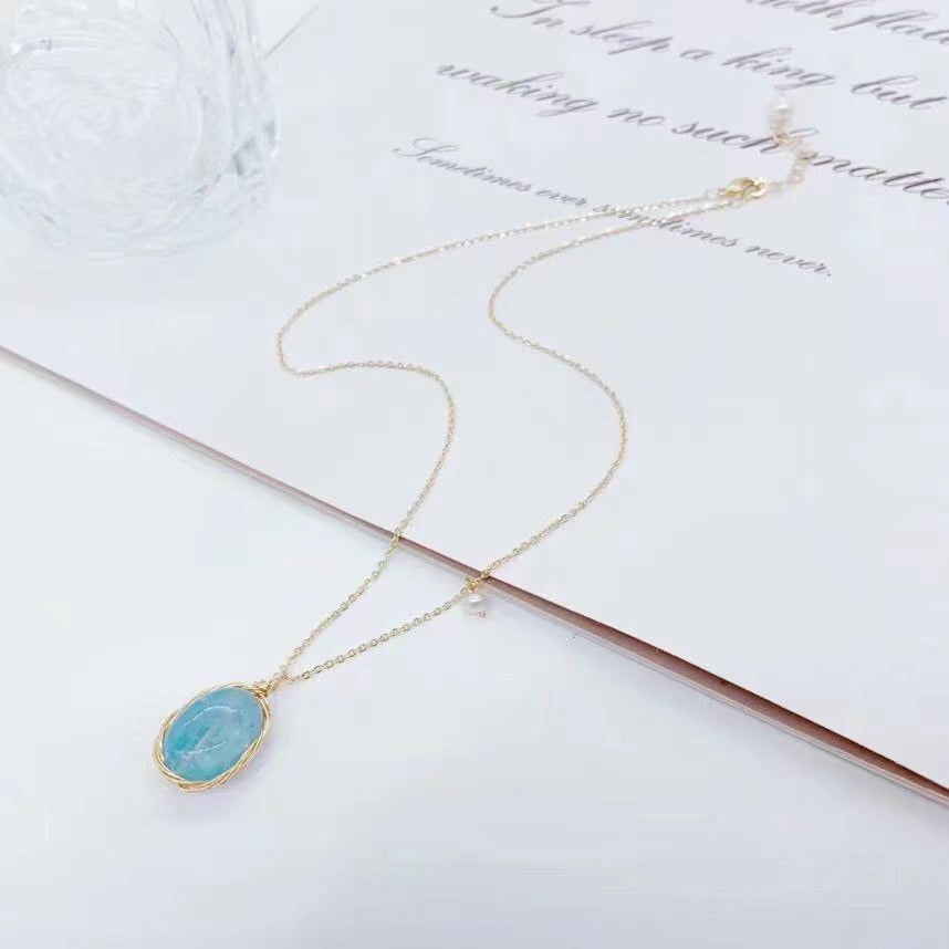 Handmade Blue Necklace woyaza