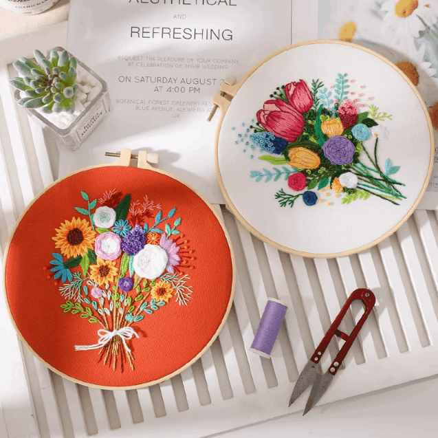 unique floral embroidery art for gift giving