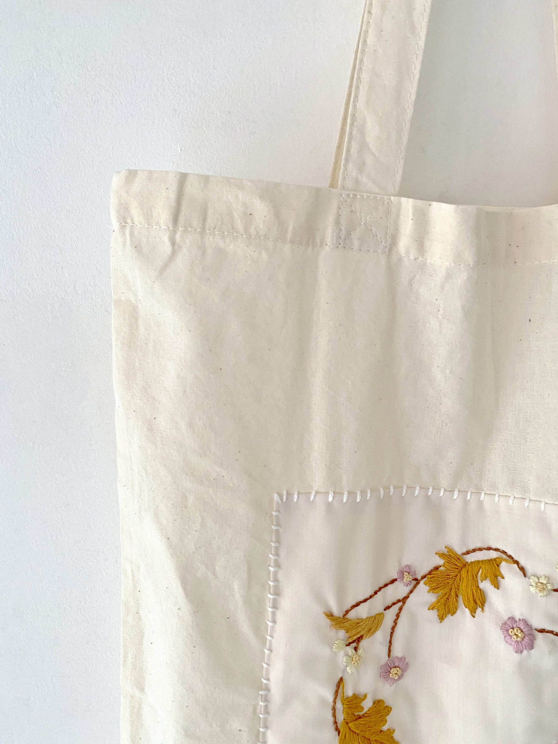 Elegant Sustainable Handmade Embroidery Tote Bag For Environmentally Friendly Shoppers