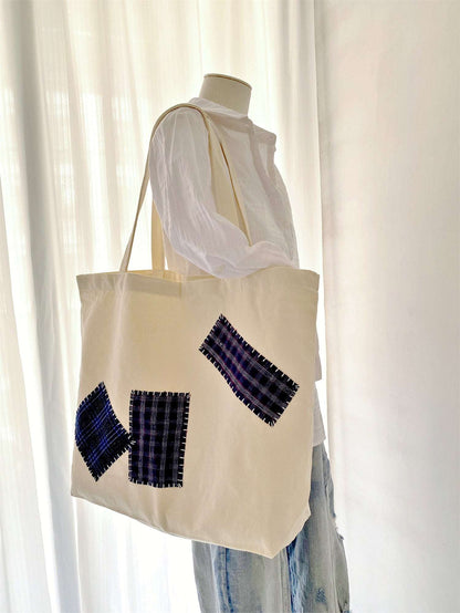 Large Capacity Organic Cotton Shoulder Bag With Unique Stitching Design