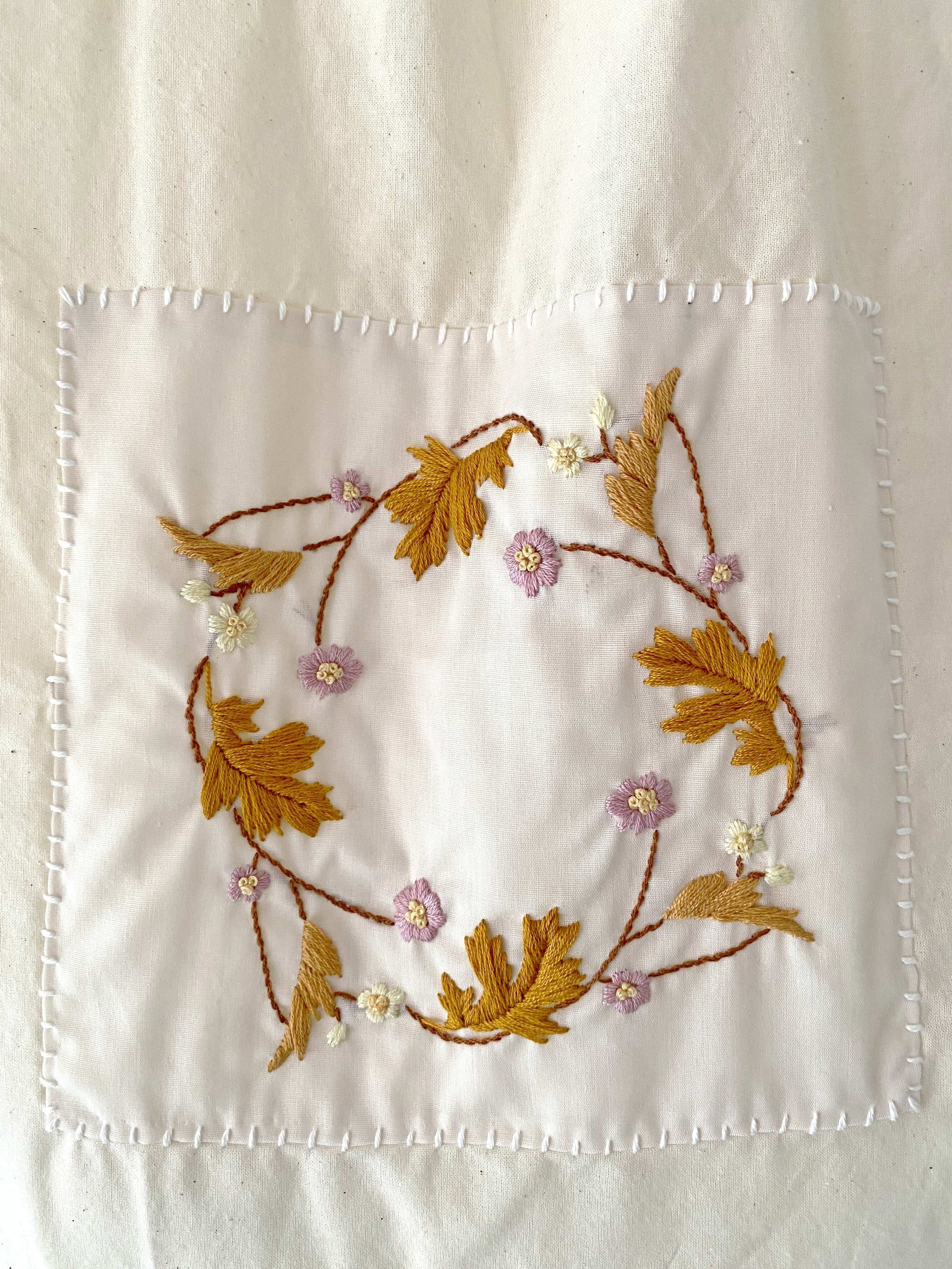 Minimalist Handmade Cotton Tote Bag With Exquisite DIY Flower Embroidery Design