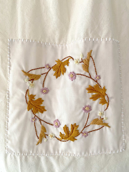 Minimalist Handmade Cotton Tote Bag With Exquisite DIY Flower Embroidery Design