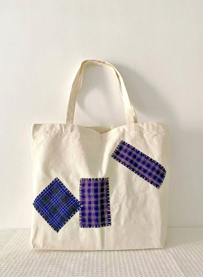 Durable and Eco-Friendly Canvas Tote Bag with Personalized Patchwork Art