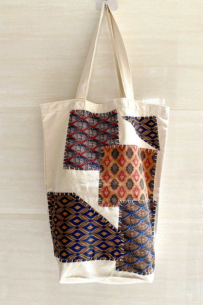 Handmade Patchwork Canvas Shopping Bag for Sustainable Lifestyle