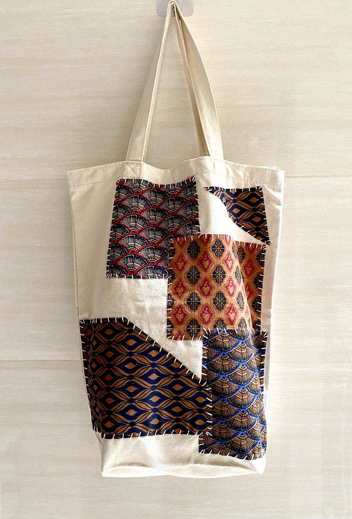 Unique DIY Sewn Canvas Tote Bag for Shopping, Traveling, and Daily Use