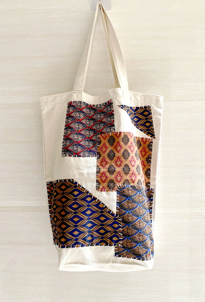 Eco-Conscious Canvas Tote Bag with Handmade Patchwork Design, Large Capacity, Ideal for Women Shopping and Travel